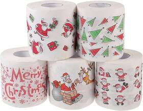 9365 Green Gobbler 5 Rolls Christmas Toilet Paper Decorations Merry Tree And Santa