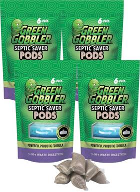 G0017pk4 Green Gobbler Septic Tank Treatment Packets Natural Bacteria To Prevent Costly Issu