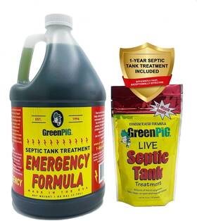 Green Pig 662413000109 Septic Tank Treatment Emergency Formula Quickly Breaks Down Clogged