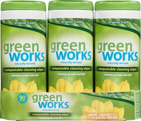 Green Works 044600306551 Compostable Cleaning Wipes Biodegradable - Original Fresh 90 Count