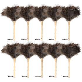 Feather-b-2-medium-gray Greenfeather Small Ostrich Feather Duster 16in Wooden Handle 2 Pack