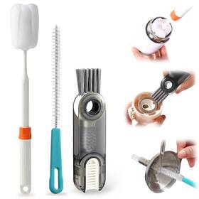 Greentec 974214780215 Bottle Brush Set 3 In 1 Adjustable Crevice Cleaning Retractable Spong
