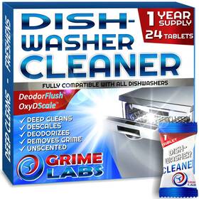 Grime Labs 060548290320 Dishwasher Cleaner Deodorizer Descaler Tablets 24 Pack Heavy Duty Deep Clean