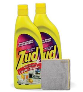 Grove 810172878723 Zud Multi-purpose Cream Cleanser 19 Oz Bundle With Microfiber Cloth - Powerfu