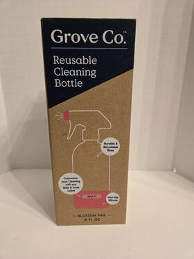 Grove 819978028554 Co. Reusable Glass Cleaning Bottle 16 Fl Oz - Blossom Pink Silicone