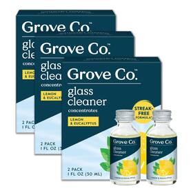 Grove Co. 810088122989 Glass Cleaner Refill Concentrate 6 X 1 Fl Oz Streak Free Plant-