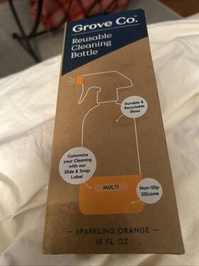 Grove Co 819978028578 Reusable Cleaning Glass Spray Bottle Silicone Sleeve Bright Orange New