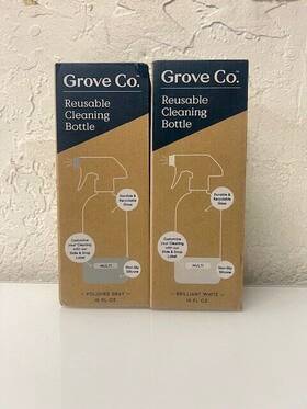 Grove Co 819978028608 Reusable Cleaning Glass Spray Bottle Polished Gray - White 16 Fl Oz
