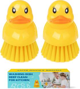 Gtotd 726084407091 Cute Ducky Washing Dish Brush 2 Pack Ergonomic Palm Scrubber