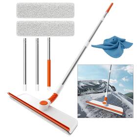 Wcs1 Hachwaizz Window Squeegee Cleaner Pole 2-in-1 Cleaning Tool With 50 Inch Extendable