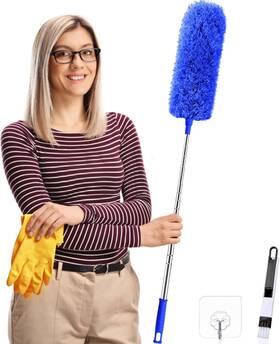 Qj1-usa-lan Heli Miao Feather Duster With Extendable 30-100 Inches Dusters For Cleaning Extra