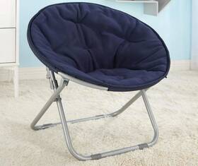 Heritage Kids 784857676136 Solid Faux-fur Foldable Saucer Chair Navy 23 Inch Diameter