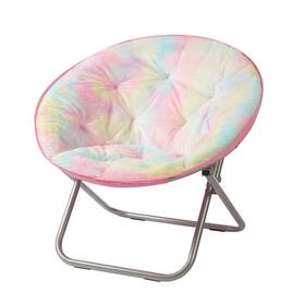 Nk658126 Heritage Kids Sorbet Dreams Rainbow Fur Teen Saucer Chair Foldable Multi
