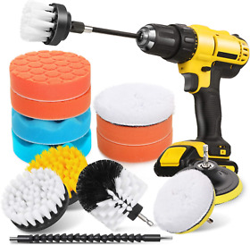 Hiware 16 Pcs Drill Brush Car Detailing Kit Polishing And Buffing Pads