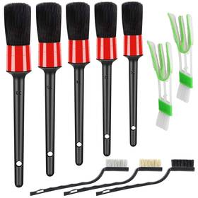 Hmpll 783914117988 10pcs Car Detailing Brush Set - Interior Cleaning Kit Boar Hair Wire And Air
