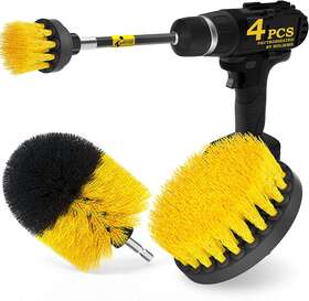 Holikme 313044418442 Scrubber Drill Attachments Brush Cleaning Kit 4 Pack Yellow Power Scrubbing