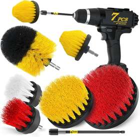 Holikme 313086523586 7pcs Drill Brush Attachment Set Power Scrubber Cleaning Brushes With Long Extend