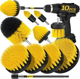 Holikme 445000786708 10pieces Drill Brush Attachments Set Power Scrubber Extend Long New
