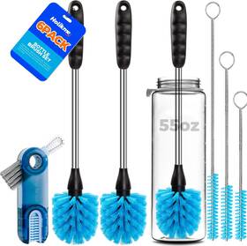 Holikme 711181894370 6 Pack Brush Set 14 Inch Long Handle Stainless Steel Cleaner 3 Straw