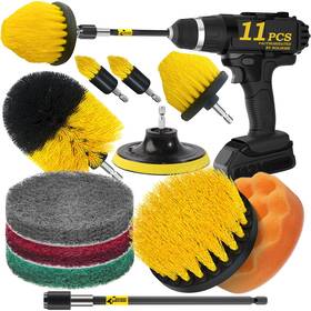 Holikme 972085800025 11 Piece Drill Brush Attachment Set Scouring Pads Power Scrubber Brus