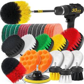 Holikme 972085800339 33piece Drill Brush Attachments Set Scrub Pads Sponge Power Scrubber