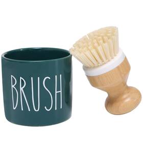 Homcdaly 791759633617 Ceramic Holder Bamboo Dish Brush With Kitchen Brushes For Dishes Scrub Scrubber