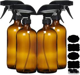 Homeries 313043710707 Amber Glass Spray Bottles For Cleaning Solutions 4 Pack - 16 Ounce R