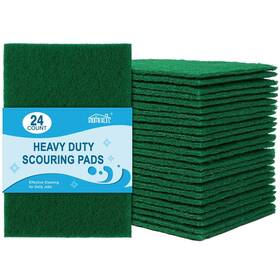 Homexcel 974528212594 Heavy Duty Scouring Pad 24 Pack Green Scrubbing Pads Dish Scrubber Reusable