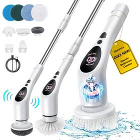 Homiiyar 941513519174 Electric Spin Scrubber Cordless Voice Prompt Cleaning Brush With 9 Replaceable B