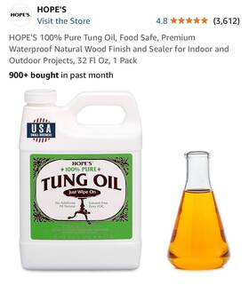 Hopes 026214020023 100% Pure Tung Oil Food Safe Premium Waterproof Natural Wood Finish