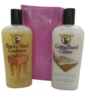 Howard Products 783512995582 Butcher Block Conditioner And Cutting Board Cleaner Bundle With Microfibe