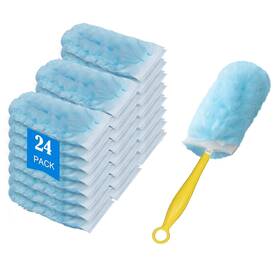 Yc-001 Htkmos Heavy Duty Swiffer Duster Refills 24 Count Blue Microfiber Extendable Hand