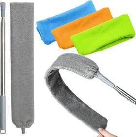 Htoolpro 797430938477 100 Inches Retractable Gap Dust Cleaner Cleaning Tools With 4 Microfiber Dusting