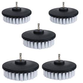 Huawell 738596557997 5 Piece 4 Inch Drill Brush Soft Bristle White Quick Change Shaft Power Scrubber