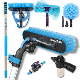 Igad 060778121371 30ft Igadpole Washing Kit Water-fed Brush Cobweb Duster And 10 Inch Squeegee An