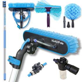 Ip131 Igad 18ft Igadpole Washing Kit Water-fed Brush Cobweb Duster And 10 Inch Squeegee An