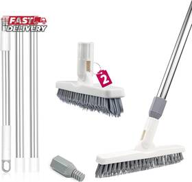 Ittaho 445027145151 2 Pack Grout Cleaning Brush With Long Handle Swivel V-shape Scrub