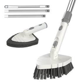 Ittaho 747607201071 2 In 1 Tub Tile Scrubber Cleaning Brush 59 Inch Long Handle Stiff Bristles Shower Ba