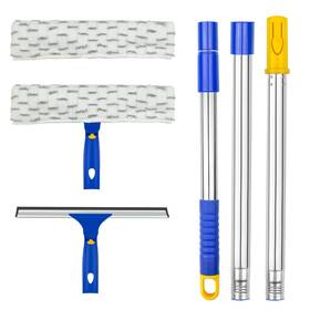 Ws09-10 Ittaho Window Washing Kit With Extension Pole 10 Inch Squeegee And 11 Microfiber Scrubbe