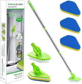 Jckuncad 769326868595 3 In 1 Scrub Cleaning Brush With Long Handle 37ftft Floor Scrubber Set W