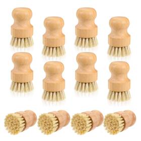 706889 Jjunw 12 Packs Bamboo Dish Scrub Brushes Wok Brush Wooden Scrubbers Set Sc