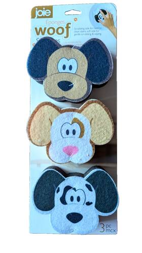 50365 Joie Woof Sponges Dogs 3-pack Scrubbing Wiping Household Kitchen Cleaning New
