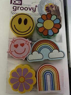 50461 Joie Groovy Sponges 6 Pack Dual Sided Scrub And Gentle Cleaning Pads Kitchen