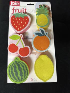 10.5x6.2x3cm Joie 50462 Fruit Sponges 6 Pack - New