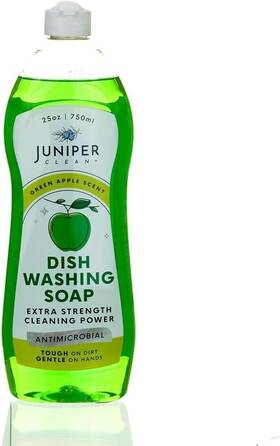 Juniper Clean 376557003918 Dish Soap Green Apple Scent Liquid Washing Squeeze Bottle 25 Fl Oz