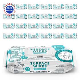 1728 Juniper Clean 764613100679 Surface Cleaning Wipes 24 Pack Count Bleach Free All-purpose Office