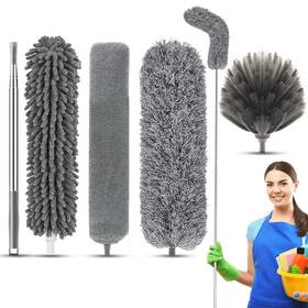 Kakaluote 784581438529 5pcs Microfiber Feather Duster Extendable Cobweb With 100 Inches Stainless Steel