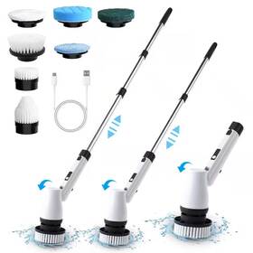 2-adjustable Keromee 744110937534 Cordless Electric Spin Scrubber Speeds Long Handle For Bathroom