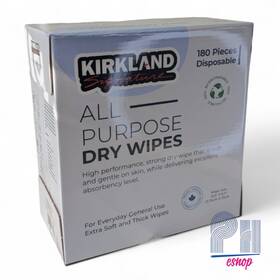 Dr770.1818.10 Kirkland 180 Count General Purpose Biodegradable Cotton Dry Wipes Disposable 12.5 Inch X 8.3