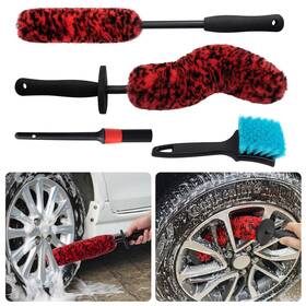 Qjs-003 Klexic 4 Pack Car Wheel And Tire Cleaner Brushes Kit Auto Motorcycle Rim Red Black
